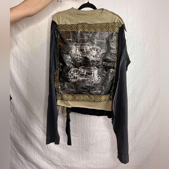 Custom Upcycled Reworked 1 of 1 Patchwork Post Apocalyptic Long Sleeve TShirt - Picture 1 of 3